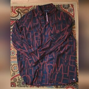 Tommy Hilfiger Blue and Red Button Down Shirt